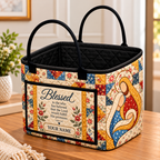 Family Floral Patchwork Personalized Quilted Storage Basket