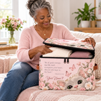 Pink Floral Kitten Personalized Square Storage Basket With Lid