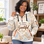 Blue Floral Paisley Personalized Half-Zip Hoodie