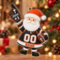 Jesus #1 Black Orange Football Santa Personalized Sports Ornament