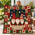 Winter Gnome Trio Patchwork Personalized Quilt