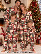 Plaid Santa Shades Personalized Family Ice Silk Pajamas