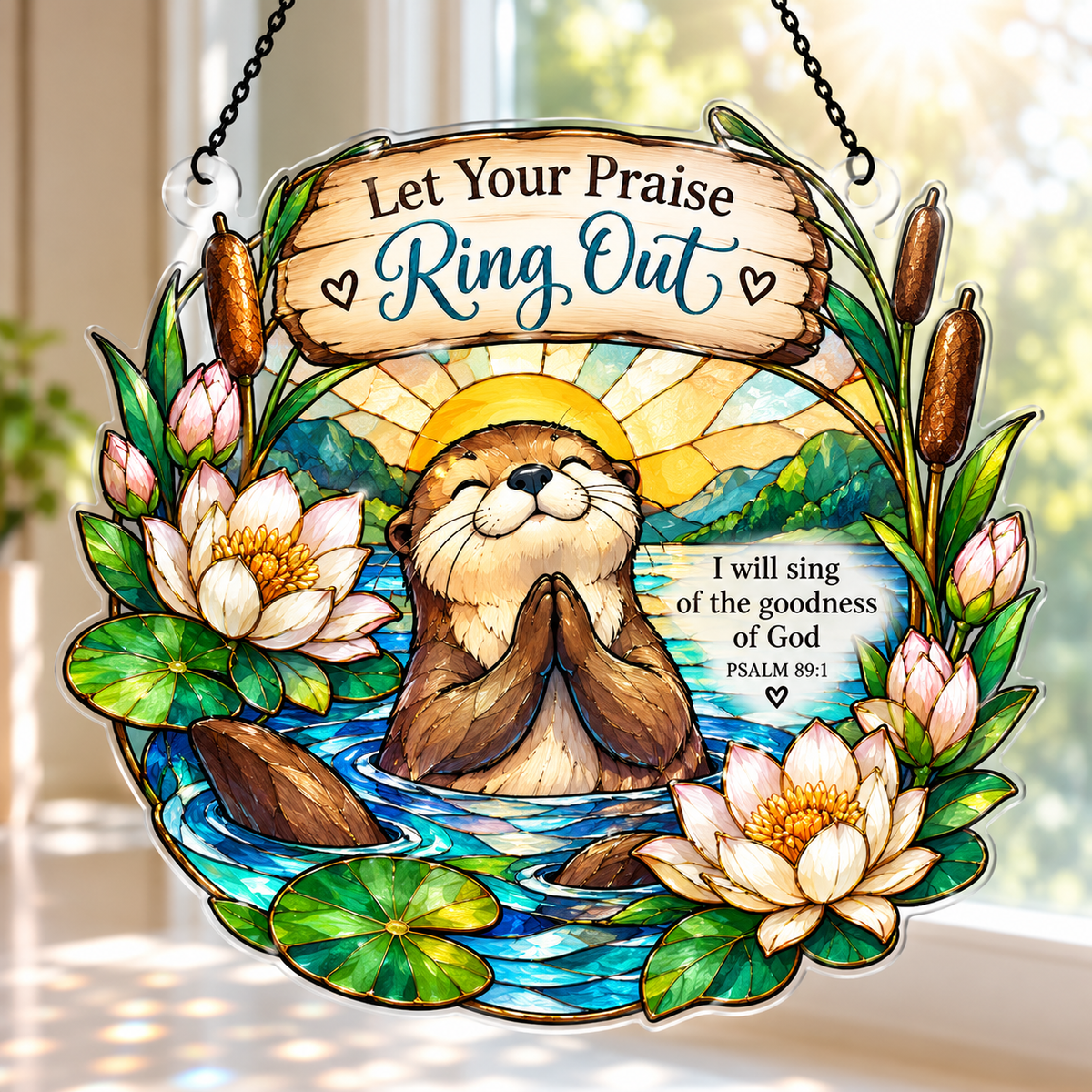 Let Your Praise Ring Out Praying Otter Acrylic Suncatcher
