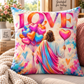 Jesus Love Heart Balloons Colorful Pillow