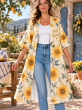 Golden Sunflower Lavender Personalized Women's Short Sleeved Cape