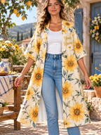 Golden Sunflower Lavender Personalized Women's Short Sleeved Cape