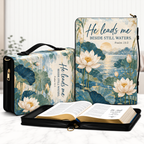 He Leads Me Beside Still Waters Lotus Bible Cover