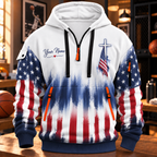 American Flag Personalized Half-Zip Hoodie