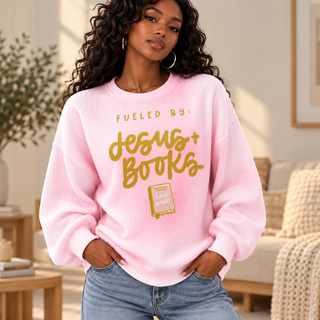 Pink Book Lover Waffle Sweatshirt