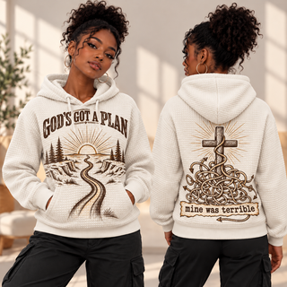 Cream Winding Road Sunrise Waffle Hoodie