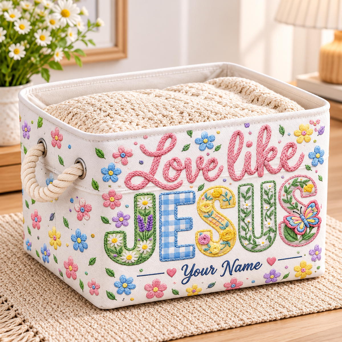 Colorful Floral Butterfly Personalized Storage Basket