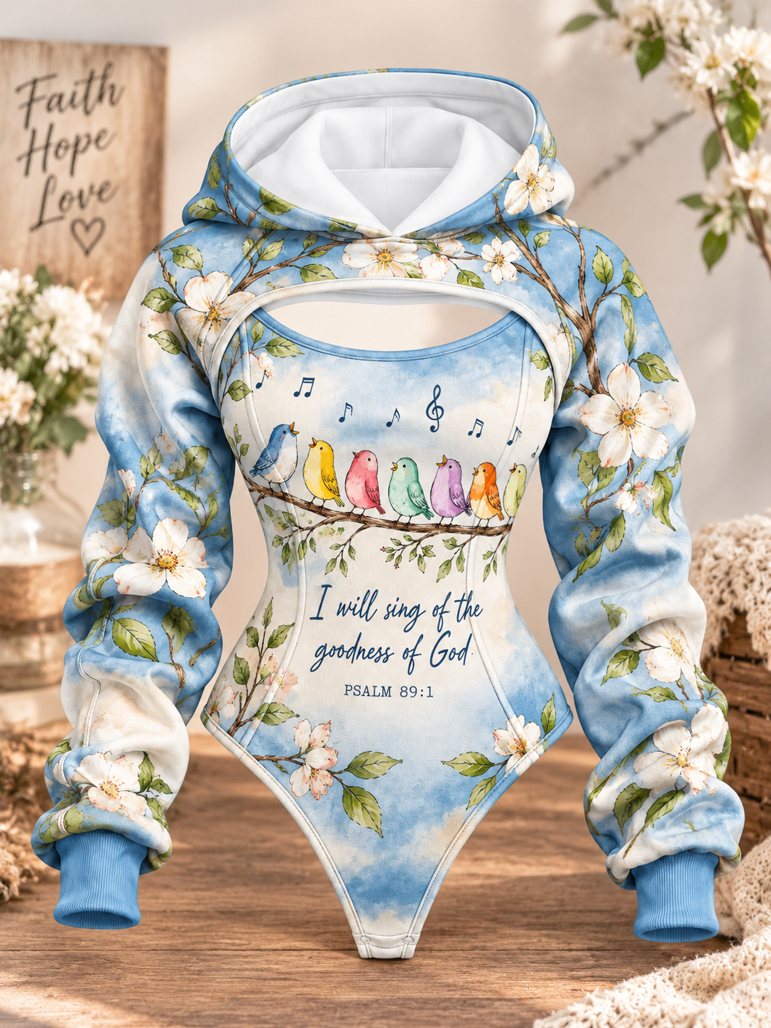 I Will Sing Of Gods Goodness Hooded Jumpsuit