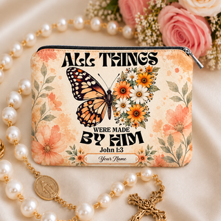 Made By Him Butterfly Personalized PU Leather Pouch