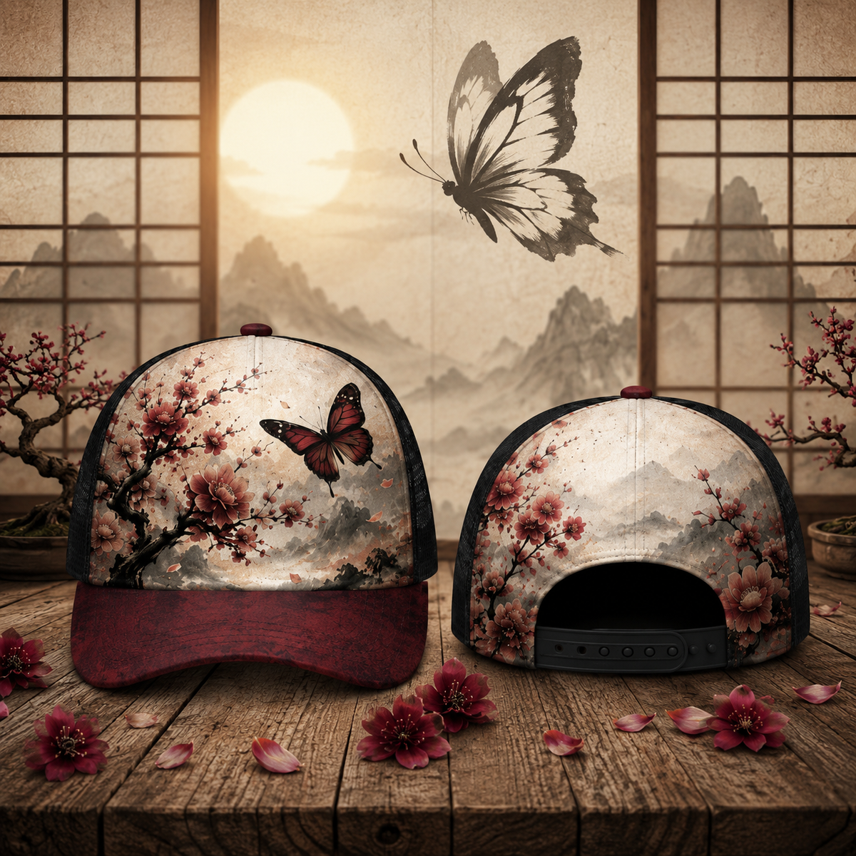 Butterfly & Cherry Blossom Classic Cap