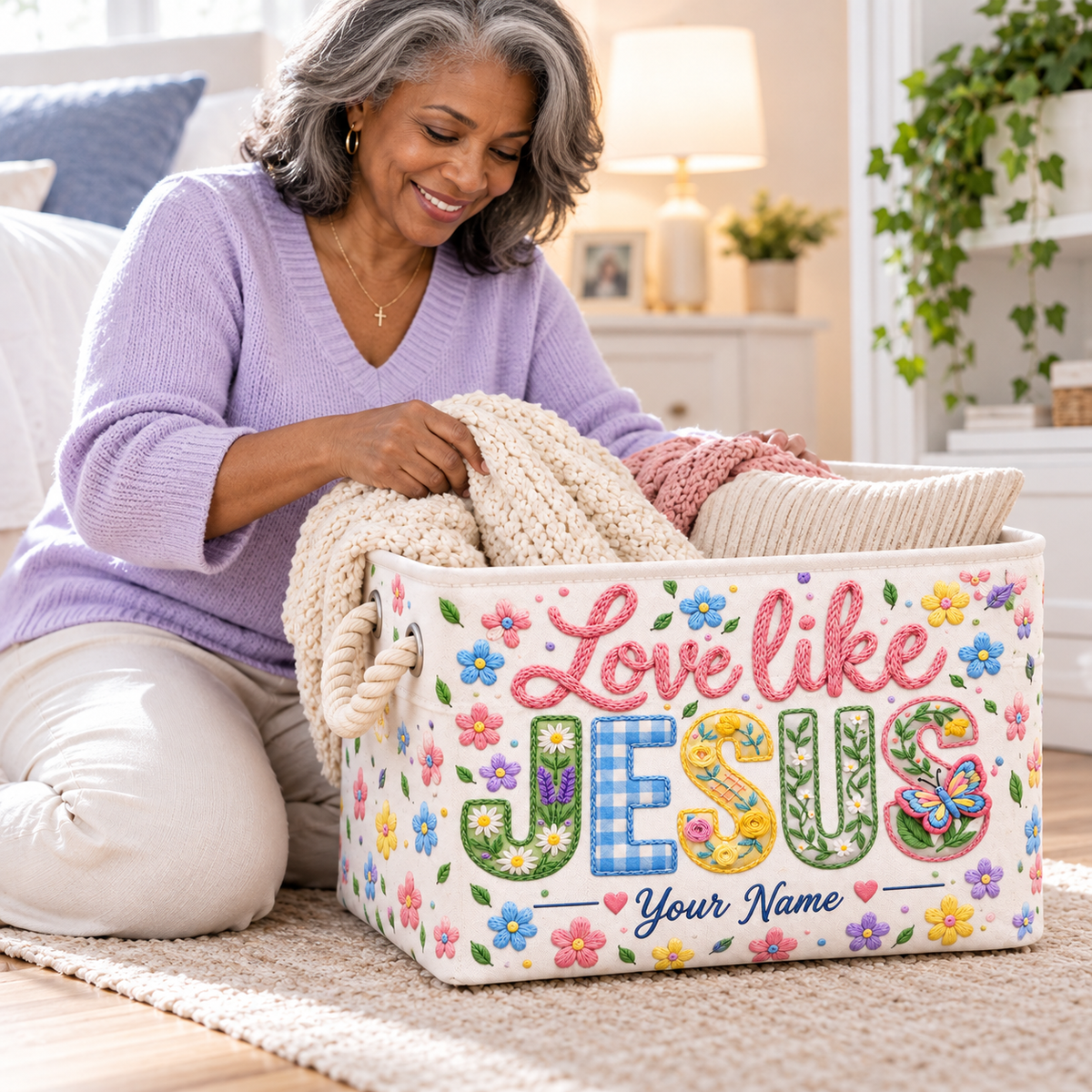 Colorful Floral Butterfly Personalized Storage Basket