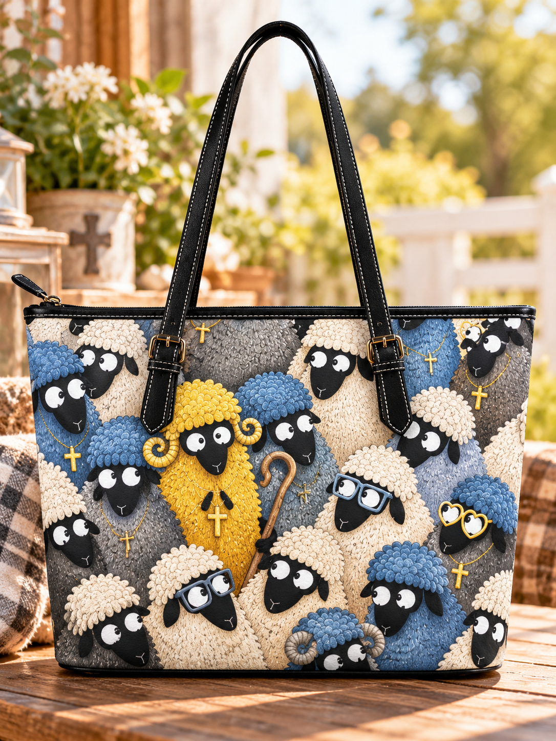 Colorful Sheep Flock Saddle Bag
