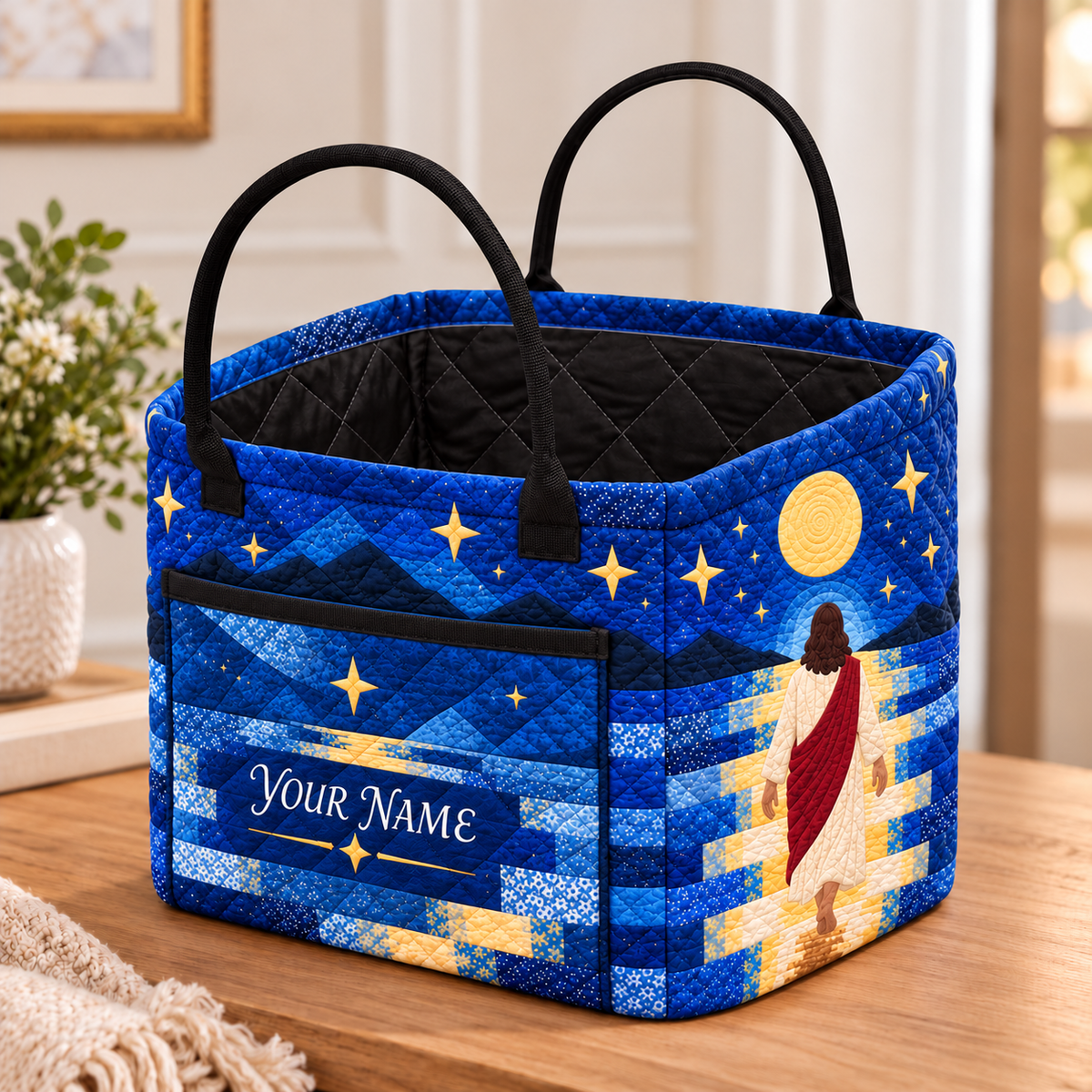 Starry Night Personalized Quilted Storage Basket