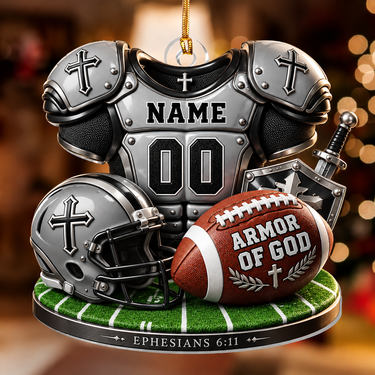 Armor of God Football Personalized Sports Ornament