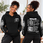 Black White Fingerprint Waffle Hoodie