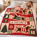 Festive Dachshund Patchwork Personalized Quilt