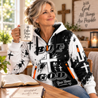 Monochrome Paint Splash Personalized Half-Zip Hoodie