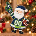 Jesus #1 Navy Lime Football Santa Personalized Sports Ornament