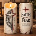 Faith Over Fear Lion Personalized Flameless LED Candle