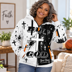 Monochrome Paint Splash Personalized Half-Zip Hoodie