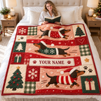Festive Dachshund Patchwork Personalized Quilt