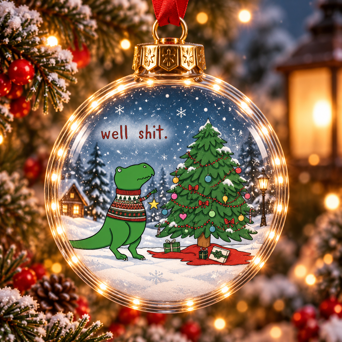 Dinosaur Tree Decorating Christmas Ball Ornament