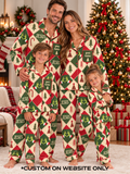 Jesus Christmas Patchwork Personalized Family Ice Silk Pajamas