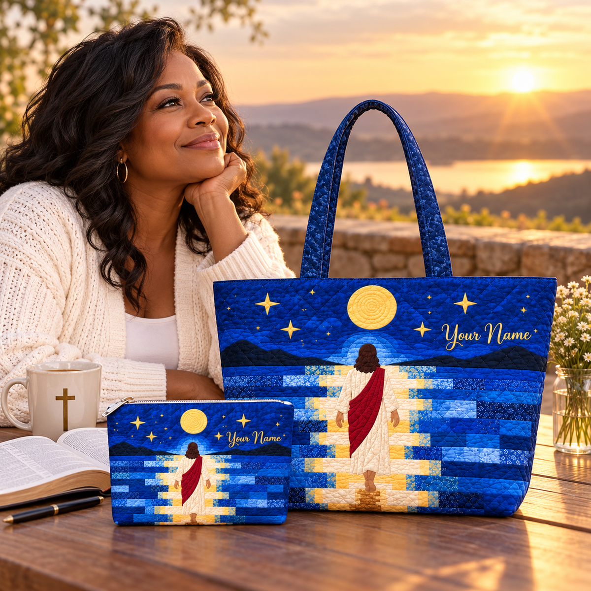 Moonlit Ocean Personalized  Quilted Shoulder Bag & Storage Bag