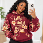 Burgundy Hibiscus Floral Waffle Hoodie