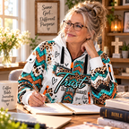 Turquoise Leopard Chevron Personalized Half-Zip Hoodie
