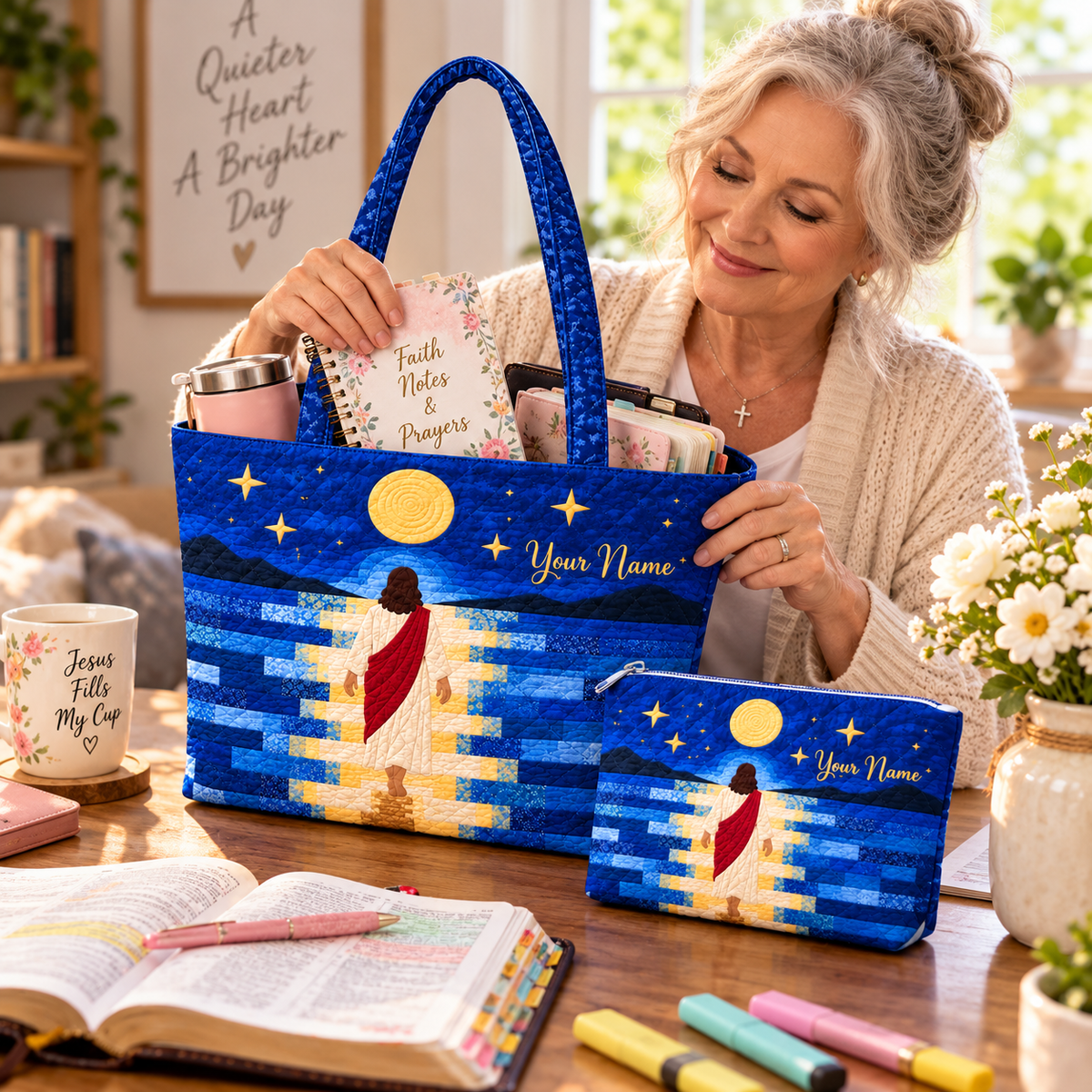 Moonlit Ocean Personalized  Quilted Shoulder Bag & Storage Bag