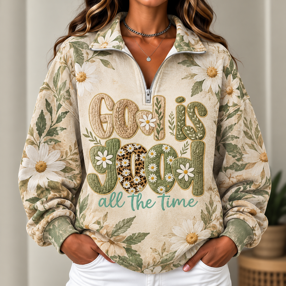Daisy Women's Half-zip Sweatshirt NWY076