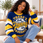 Navy No Crying in Baseball Waffle Sweatshirt