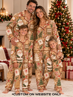 Santa Gingerbread Personalized Family Ice Silk Pajamas