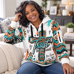 Turquoise Leopard Chevron Personalized Half-Zip Hoodie