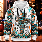 Turquoise Leopard Chevron Personalized Half-Zip Hoodie