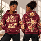 Burgundy Hibiscus Floral Waffle Hoodie