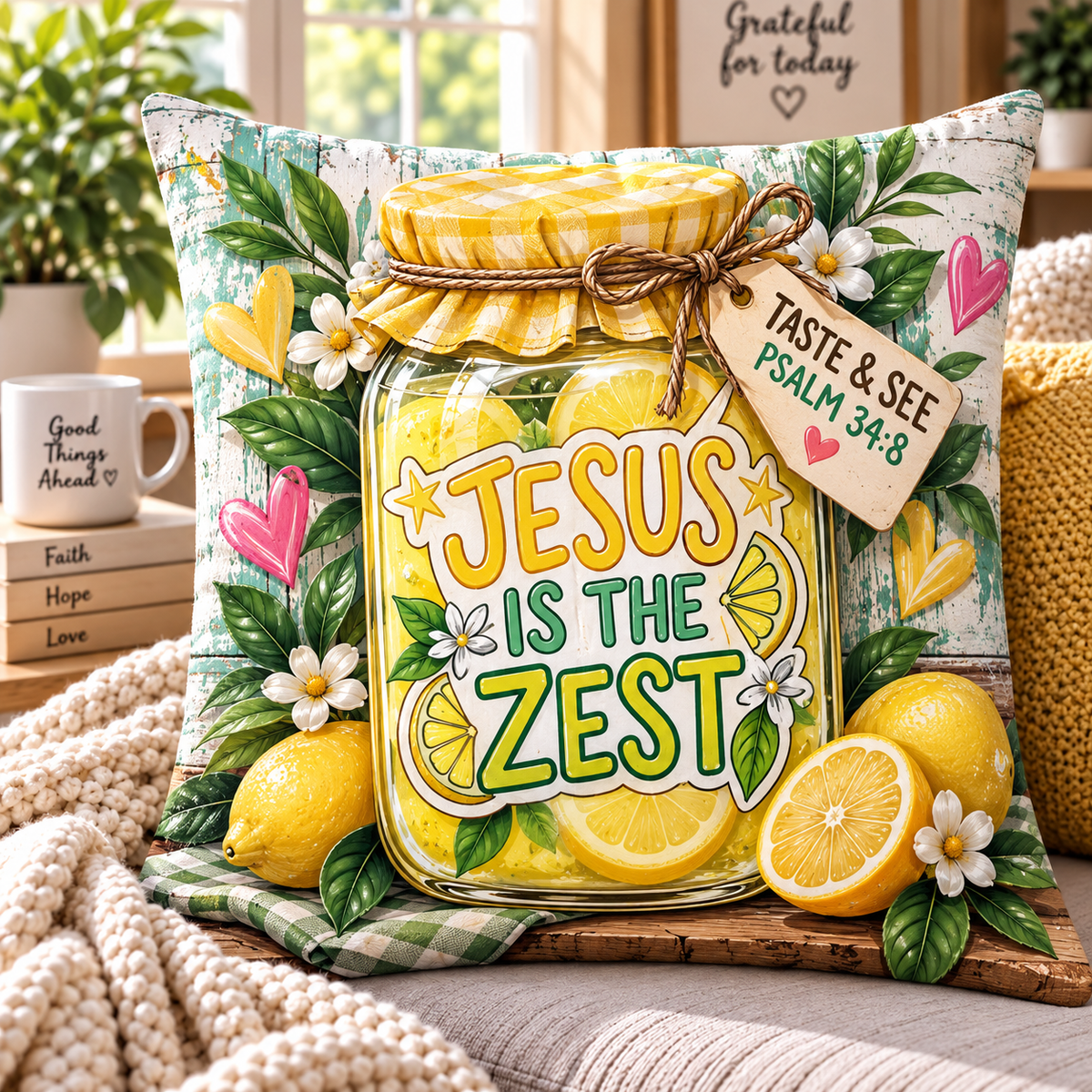 Jesus Is The Zest Lemon Pillow