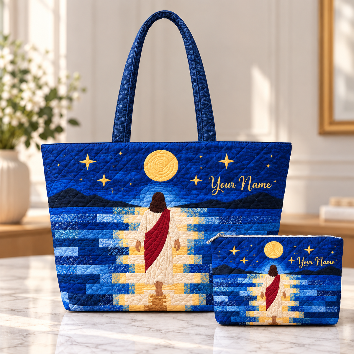 Moonlit Ocean Personalized  Quilted Shoulder Bag & Storage Bag