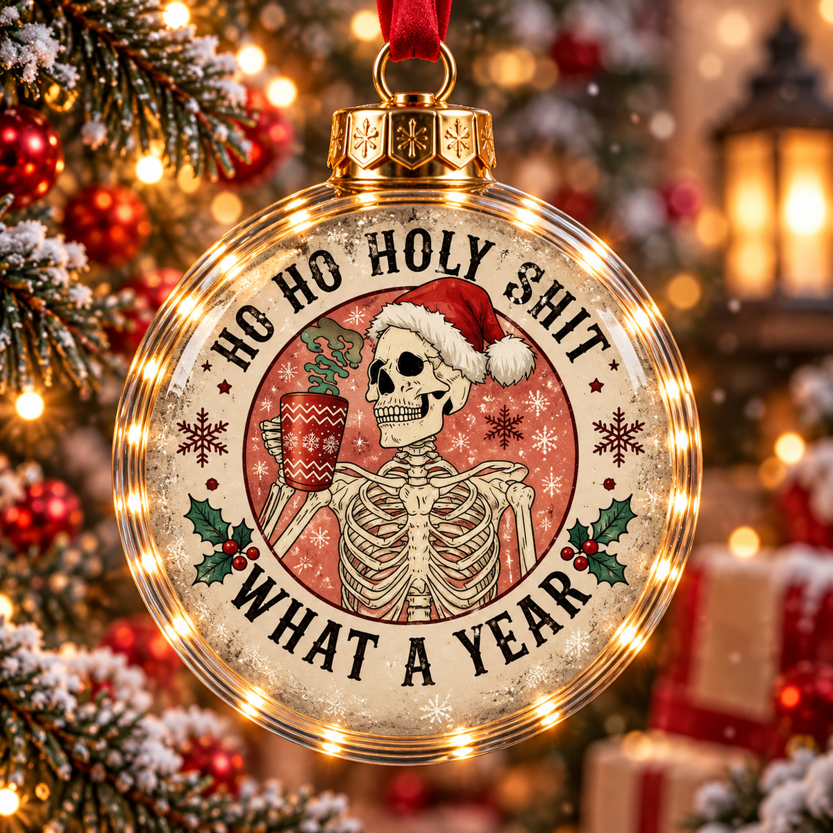 Skeleton Santa Mug Christmas Ball Ornament