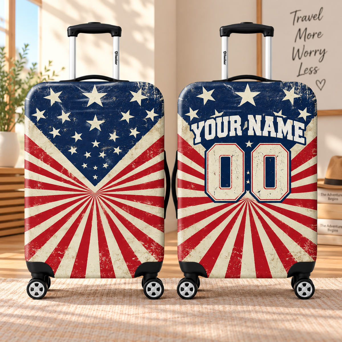 Vintage American Stars Personalized Luggage Cover