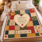 Mother's Heart Patchwork Personalized Quilt