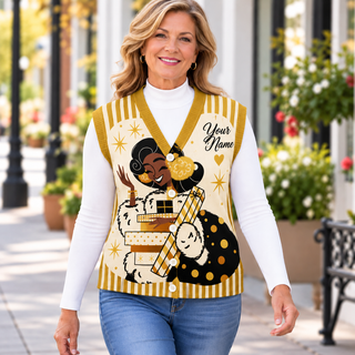 Golden Gift Lady Personalized Knitted Cardigan Vest