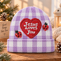 Ladybug Purple Gingham Beanie Hat