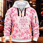 Pink Leaf Bow Personalized Half-Zip Hoodie