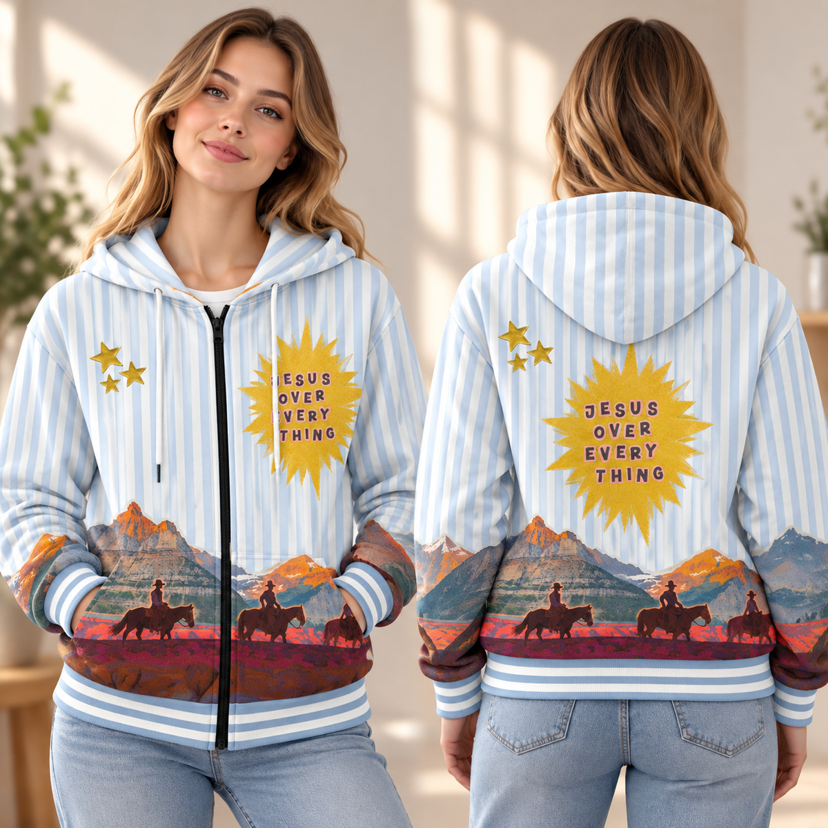 Western Riders Sunburst Zip-up Baseball Jacket